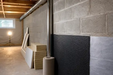 Préparation technique d’un sous-sol avec isolation, ventilation et traitement des parois