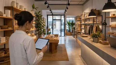Diagnostic d'aménagement d'un espace commercial avec circulation client et plan de boutique
