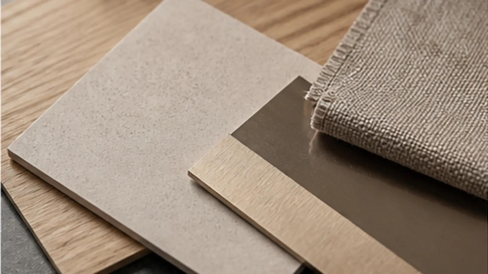 palette de materiaux pour commerce avec bois mineral metal et textile