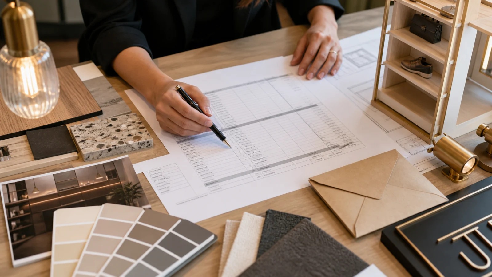 dossier de réserve budgétaire pour mobilier lumière sol et signalétique de boutique