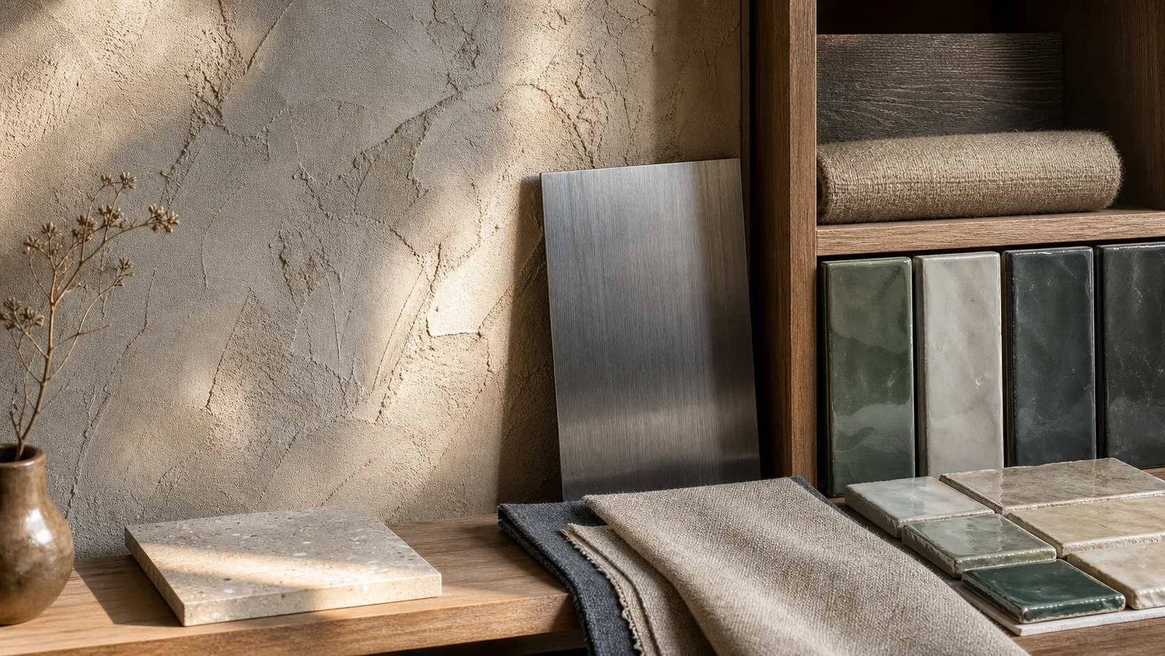 Détail de matières naturelles et textures pour identité de lieu