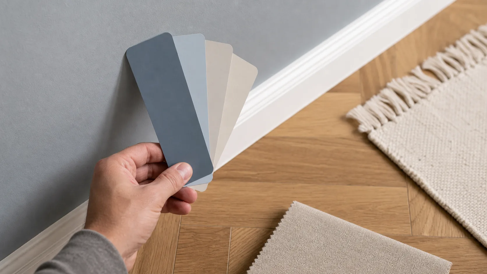Échantillons de couleur comparés dans la lumière réelle d’une pièce