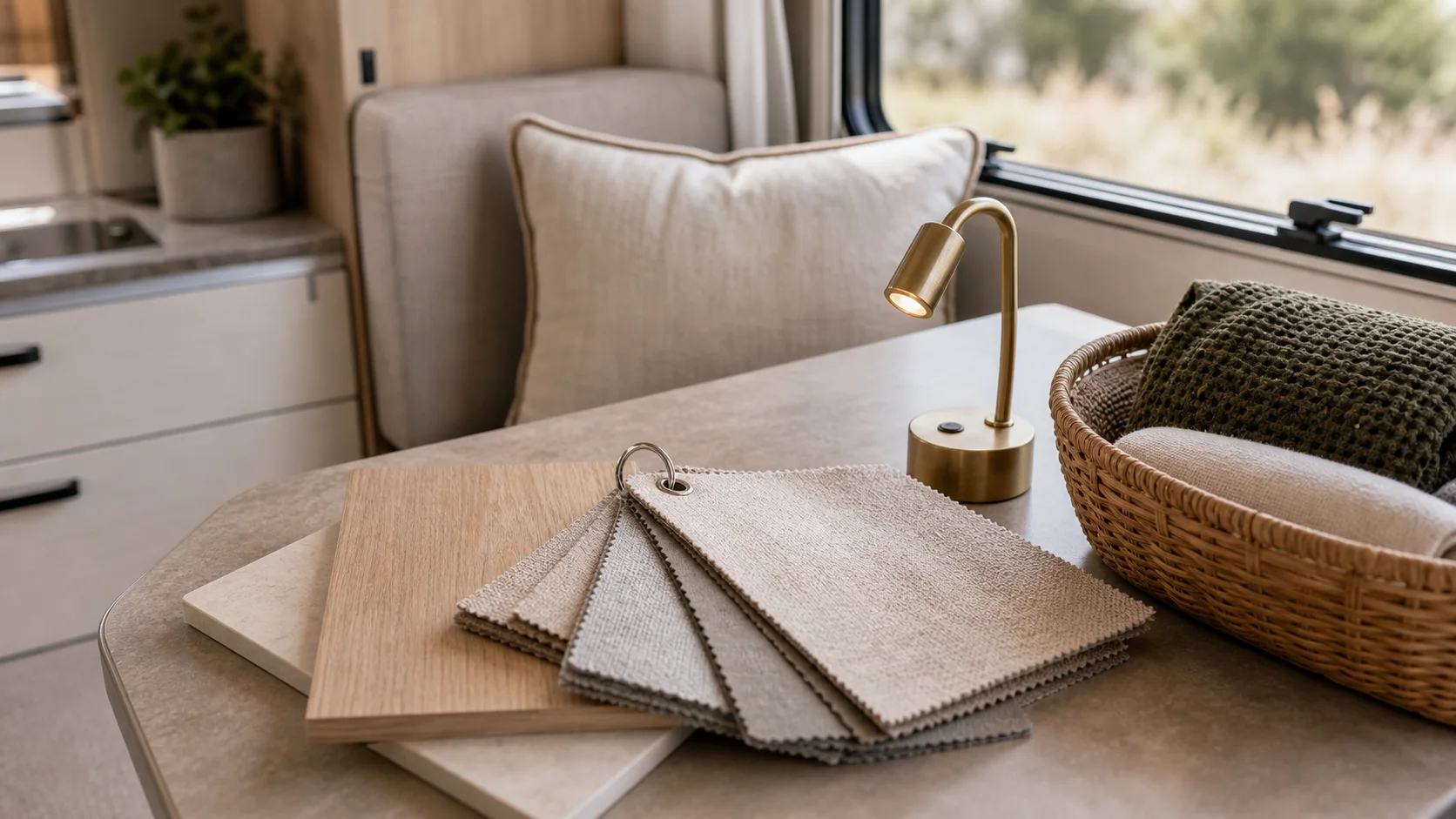 Palette de matières pour petite caravane
