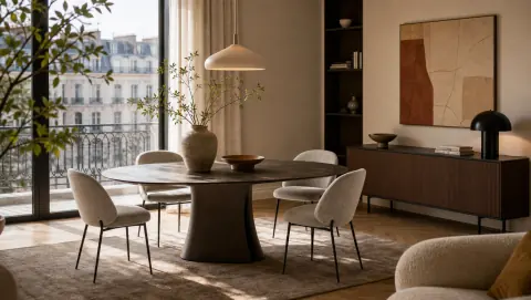 Salle à manger contemporaine avec table et chaises au style italien