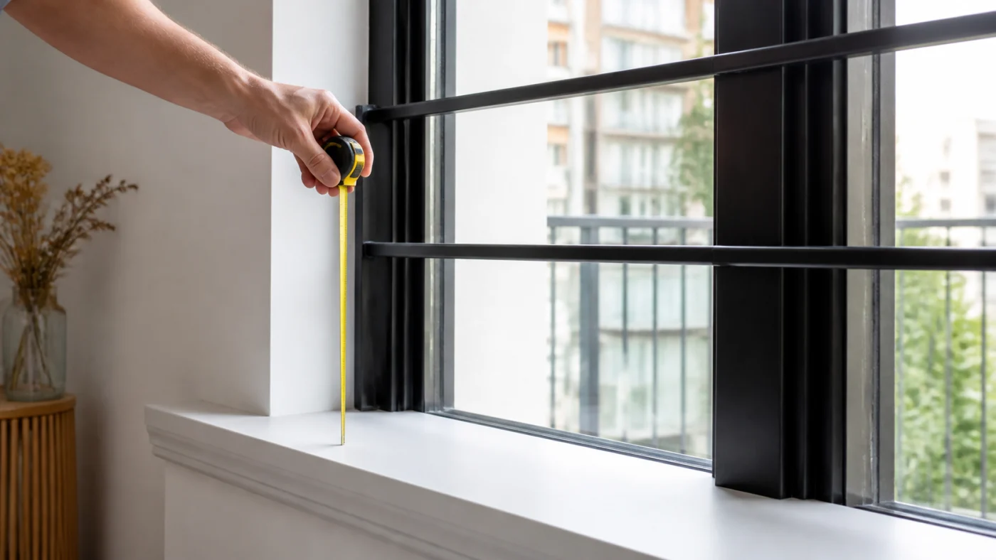Mesure de la hauteur d’un garde-corps de fenêtre dans un appartement