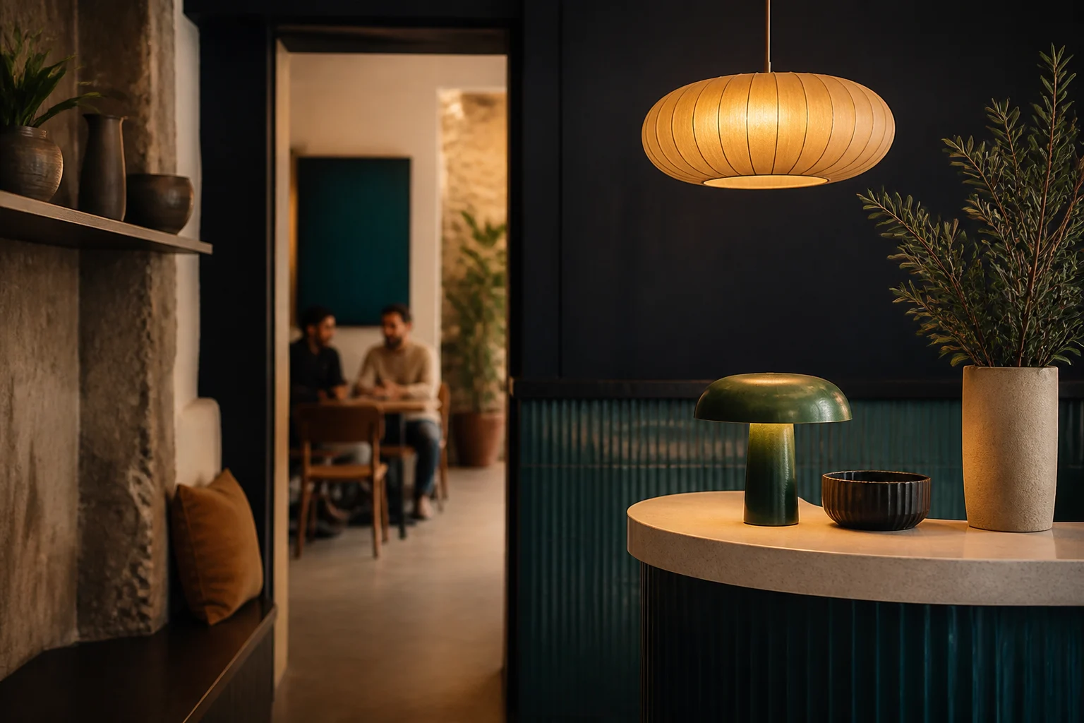 Objet design dans un espace client de restaurant ou boutique