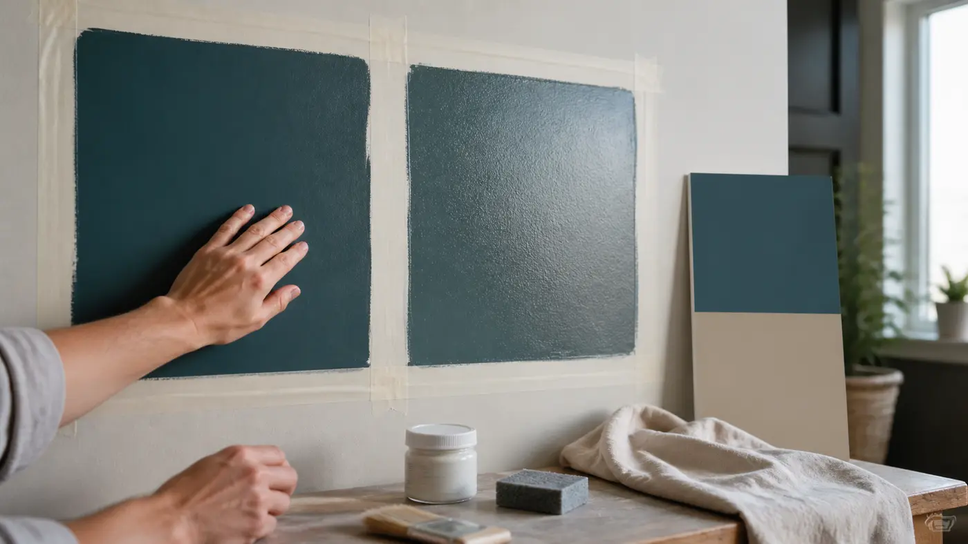 Test de peinture sur un mur avant application complète