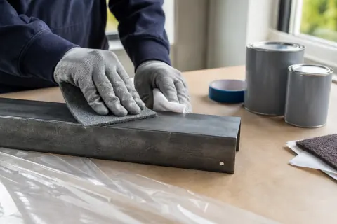 Préparation d’un support métallique avant peinture époxy