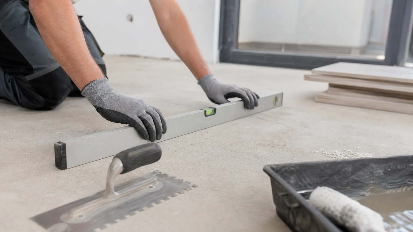 Contrôle de planéité d’une dalle béton avant pose de carrelage