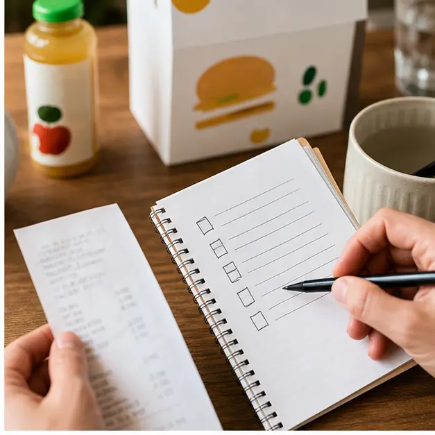 reçu et checklist budget pour comparer le prix d’un menu enfant