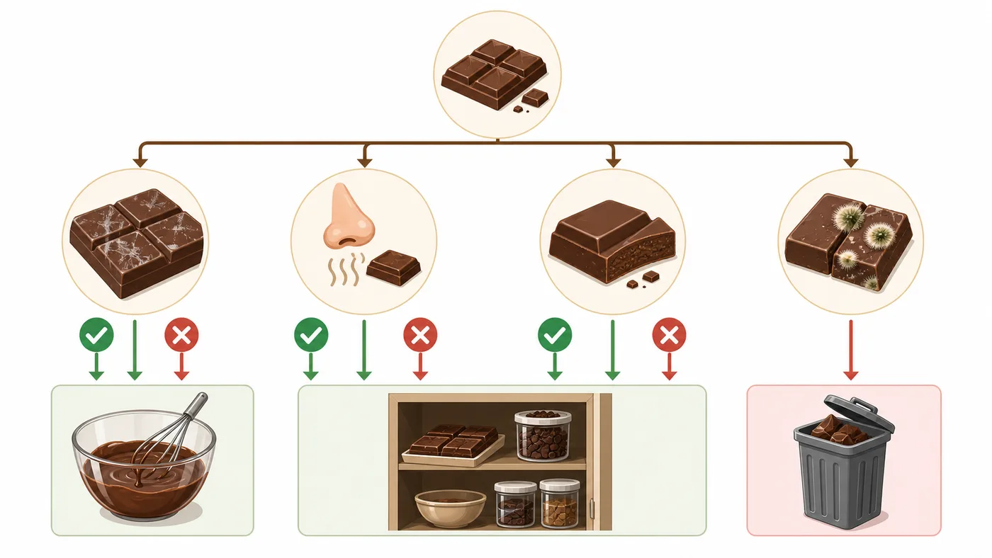 Schéma de décision pour vérifier un chocolat après sa date
