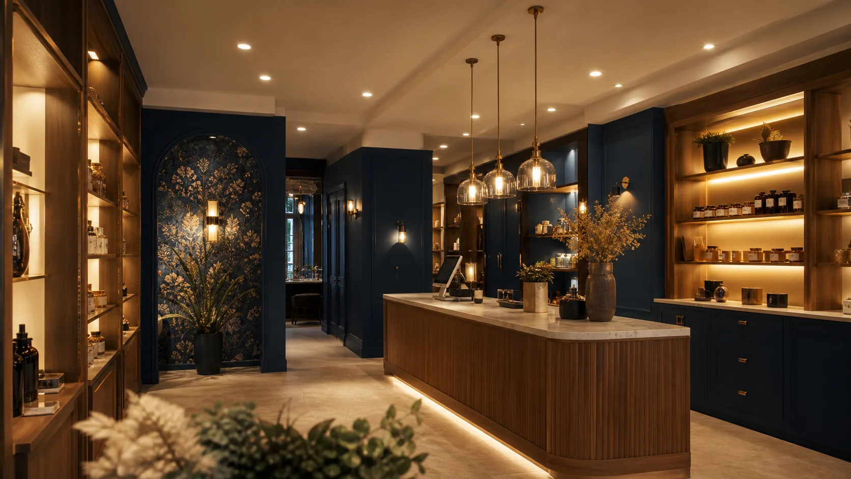 Boutique avec éclairage stable et zones lumineuses bien réparties
