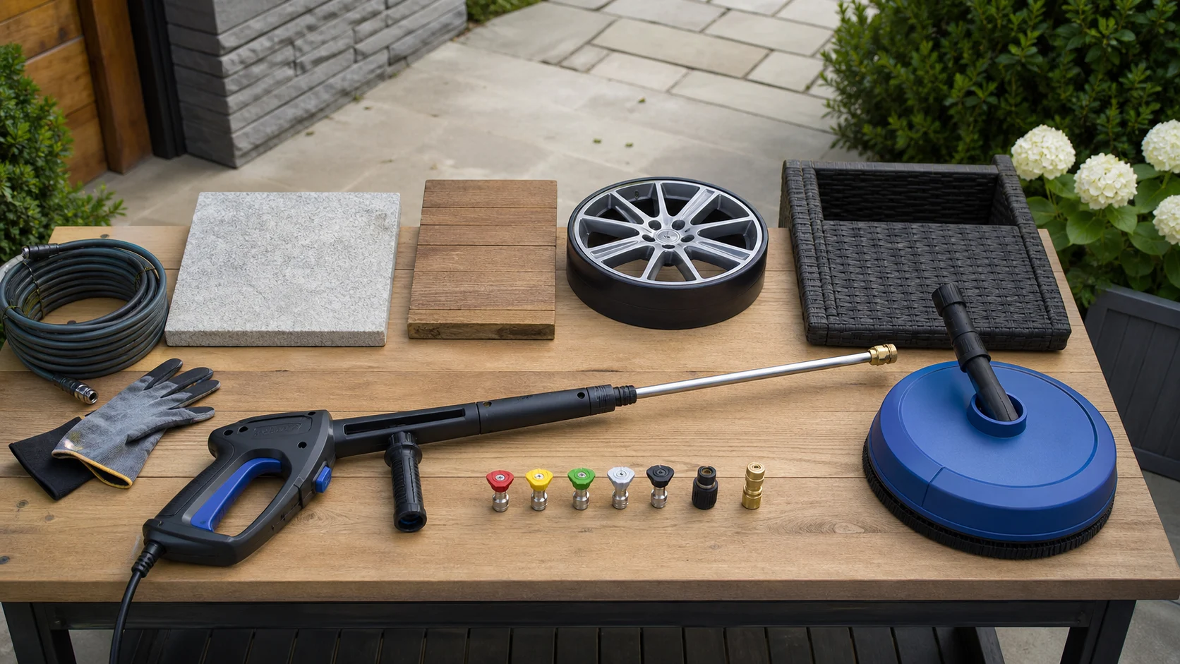 Accessoires et surfaces pour choisir la pression d’un nettoyeur haute pression